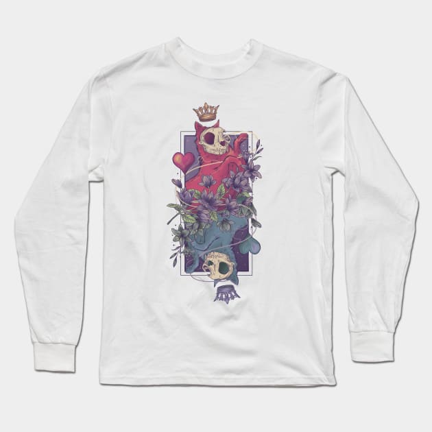 Queen of Hearts Kitty Long Sleeve T-Shirt by Jess Adams